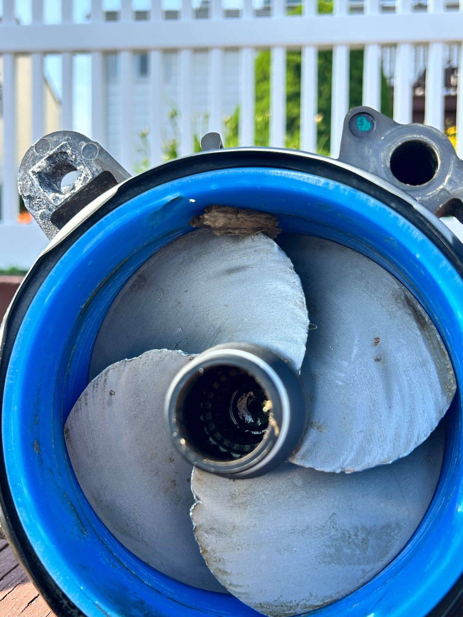 Damaged jet ski impeller causing cavitation and lost top speed